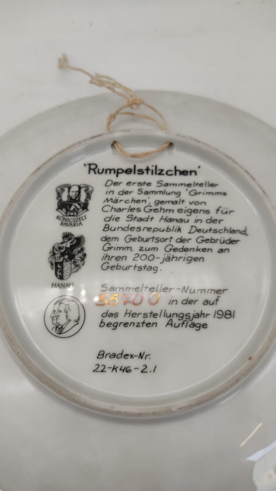 Rumplestilzchen by Charles Gehm Collector Plate Grimm's Fairy Tales Number 35700