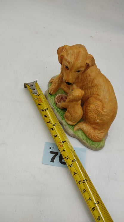 Golden Labrador and Pupy by Libond, Finest Porcelain Ware Figurines