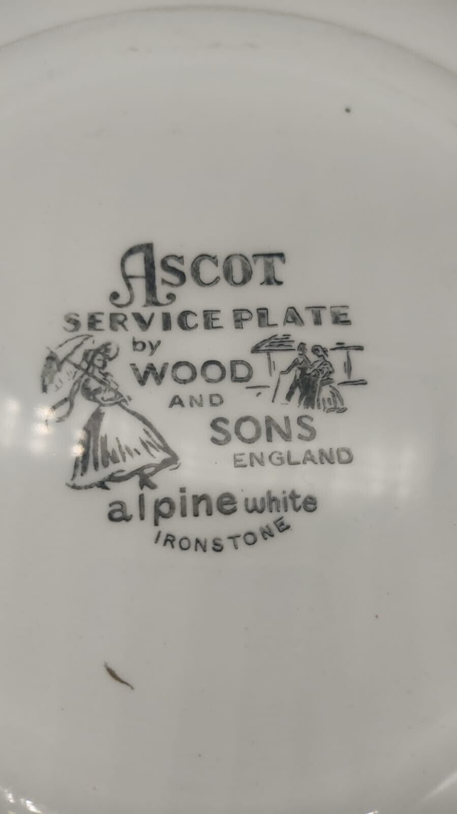 Wood & Sons England Ascot Service Plate Alpin White Ironstone, Vintage