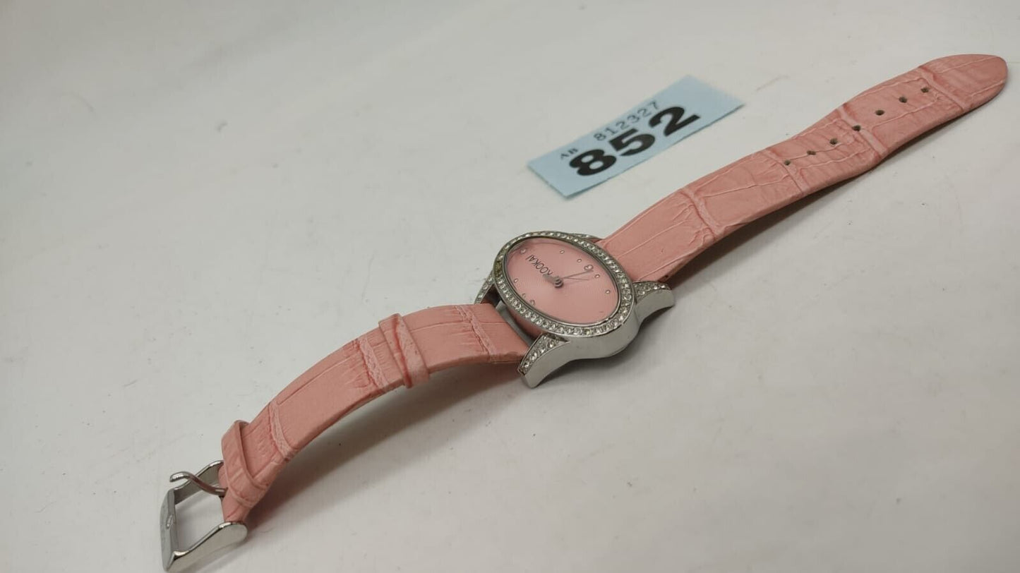 Kookai KOO 334S Ladies Pink Leather Straps Bling Diamond Watch, Needs Battery