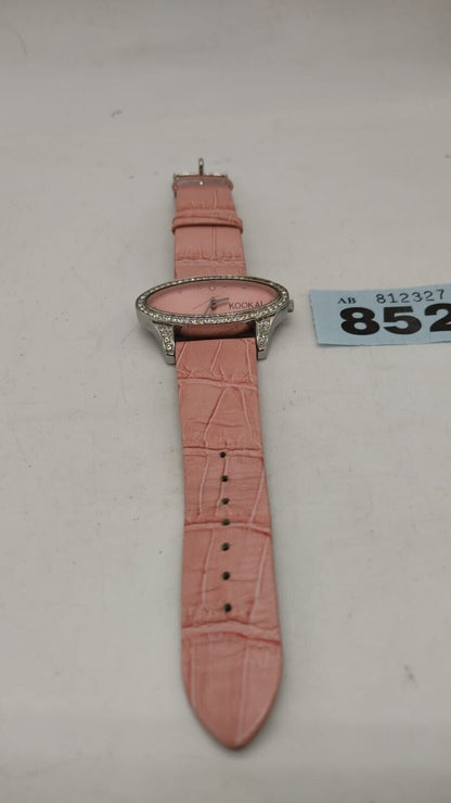 Kookai KOO 334S Ladies Pink Leather Straps Bling Diamond Watch, Needs Battery