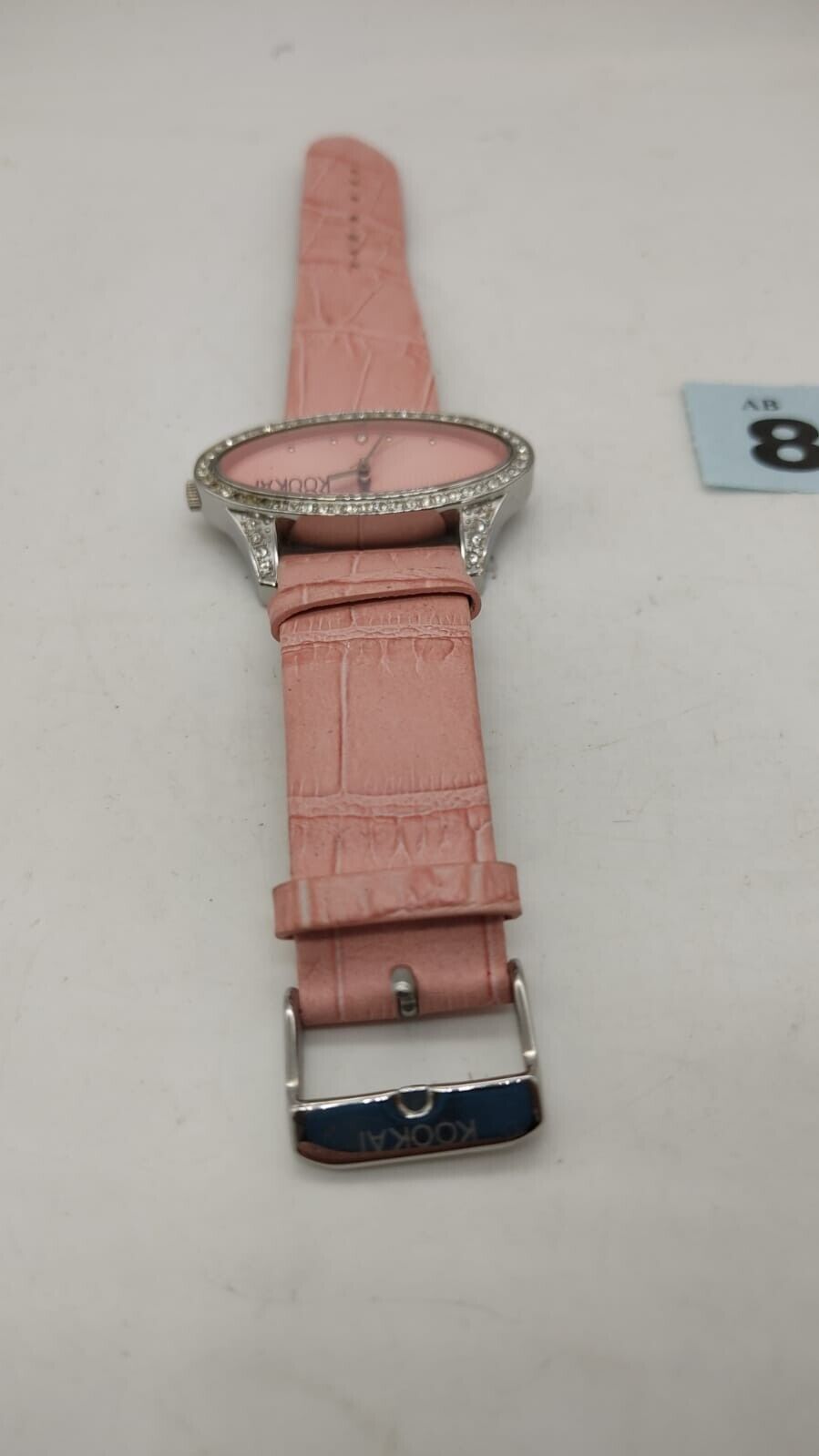 Kookai KOO 334S Ladies Pink Leather Straps Bling Diamond Watch, Needs Battery