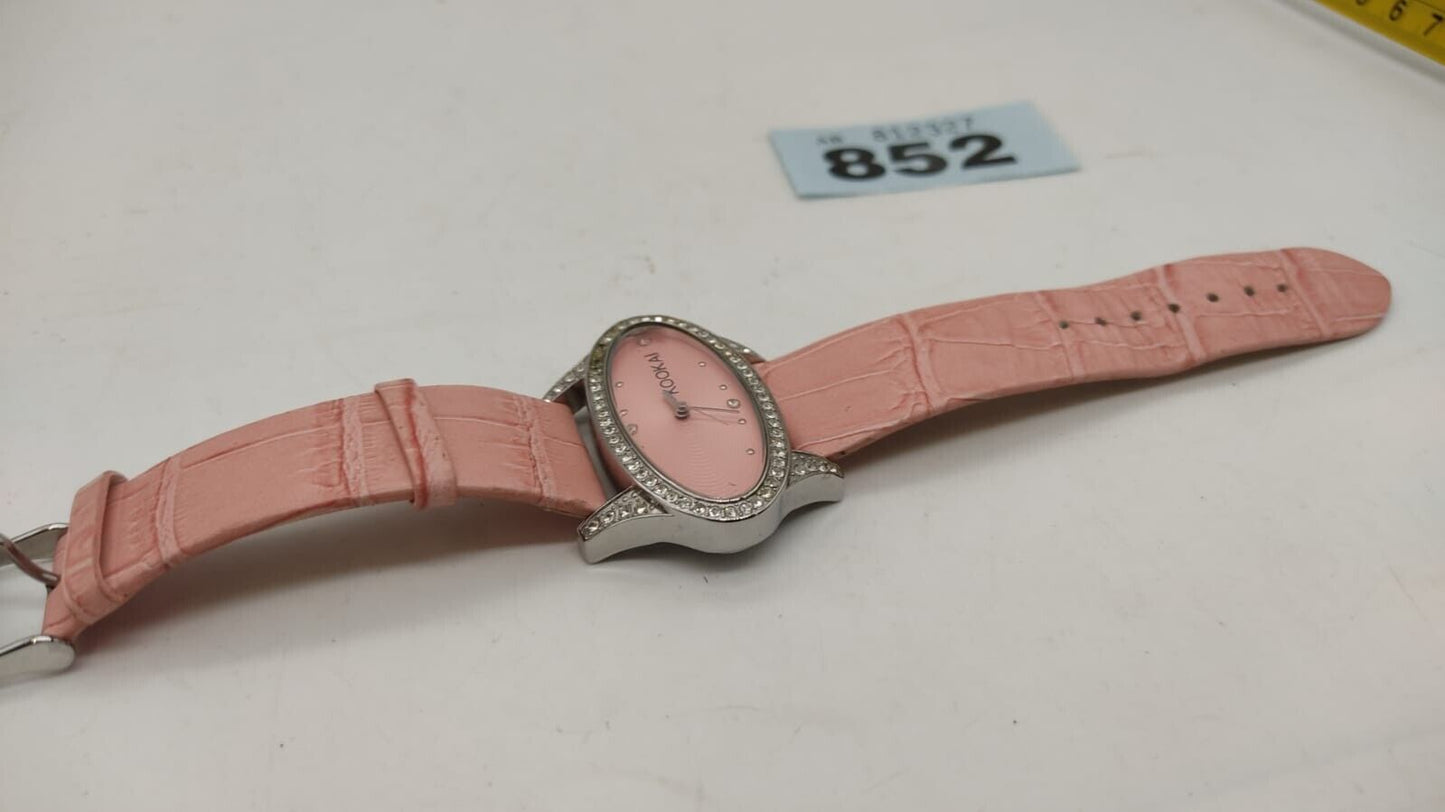 Kookai KOO 334S Ladies Pink Leather Straps Bling Diamond Watch, Needs Battery