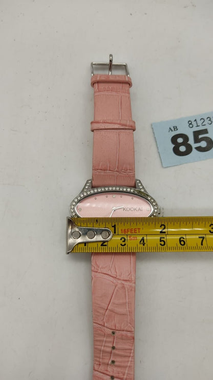 Kookai KOO 334S Ladies Pink Leather Straps Bling Diamond Watch, Needs Battery