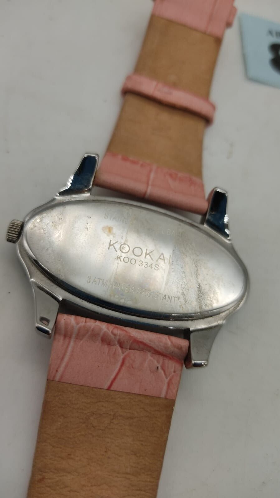 Kookai KOO 334S Ladies Pink Leather Straps Bling Diamond Watch, Needs Battery