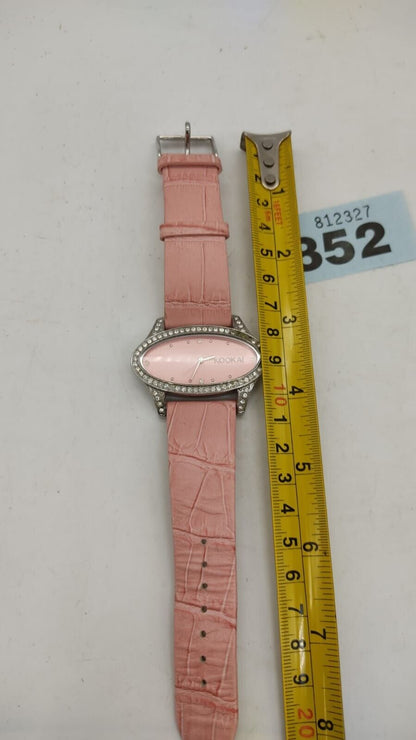 Kookai KOO 334S Ladies Pink Leather Straps Bling Diamond Watch, Needs Battery