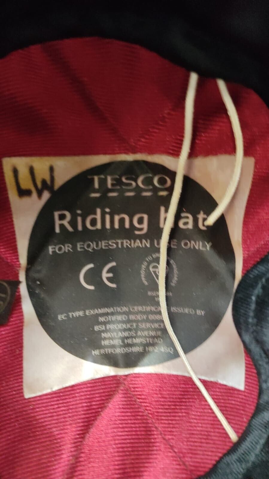 Tesco Equestrian Riding Helmet Hat Size 7 (57) Black Velvet Used