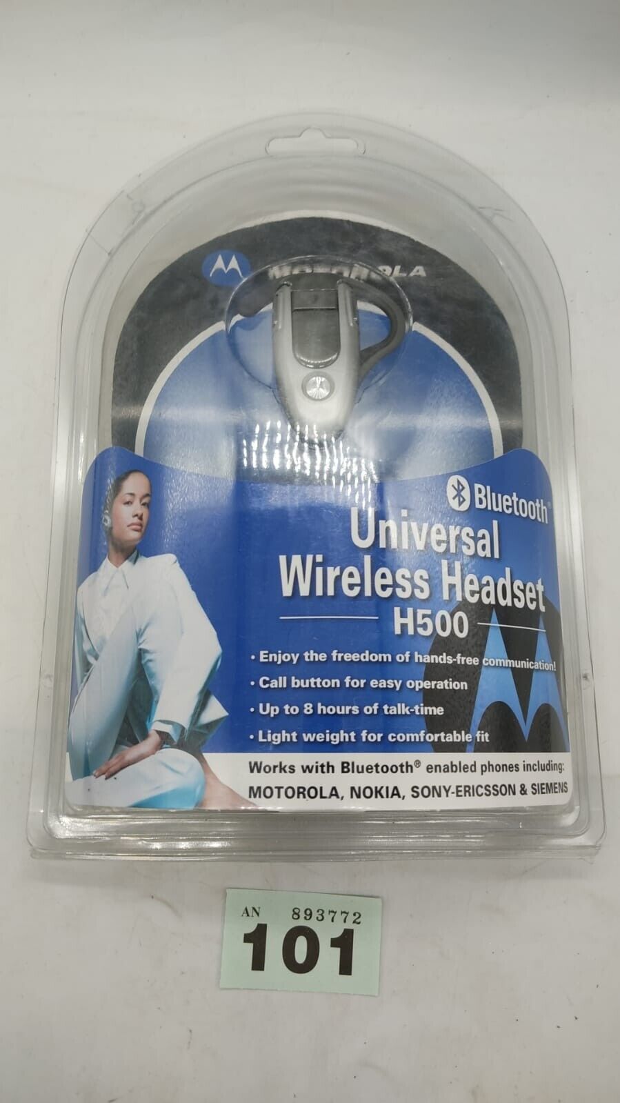 Motorola H500 Bluetooth Wireless Headset - Silver, New in Box