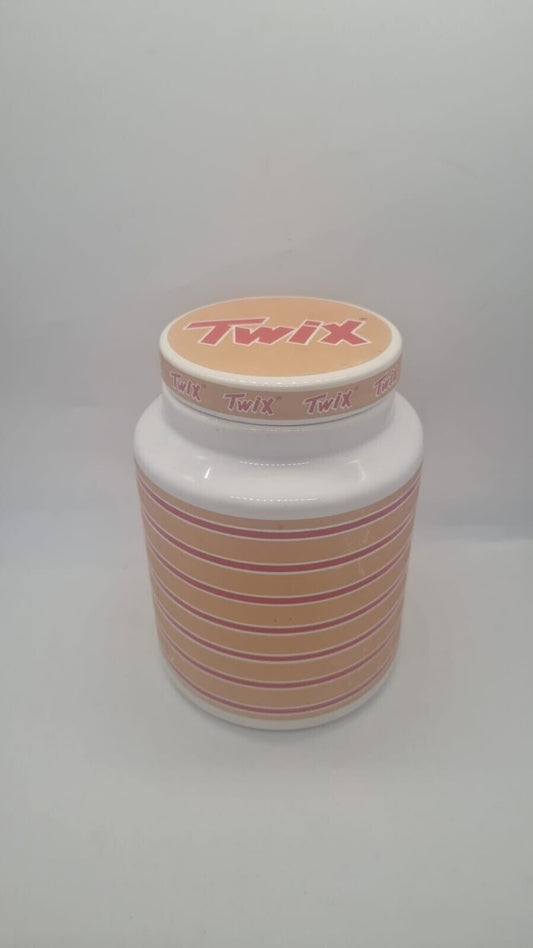 Twix Cookie Jar RARE Advertising Ceramic Biscuit Barrel w/ Lid