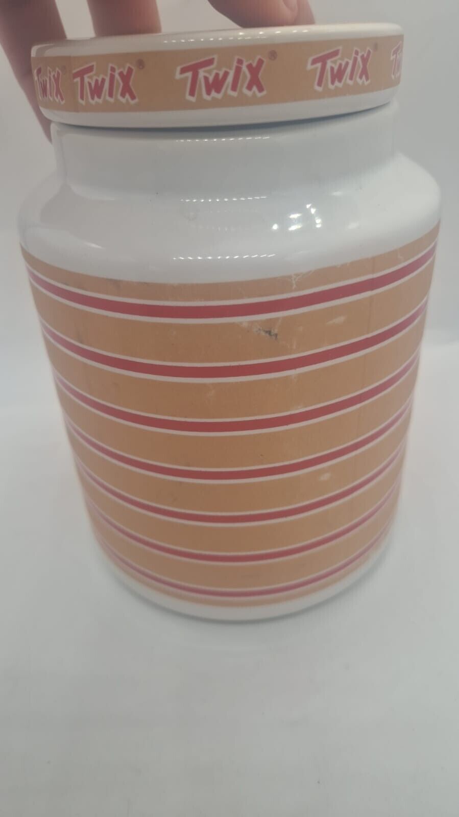 Twix Cookie Jar RARE Advertising Ceramic Biscuit Barrel w/ Lid