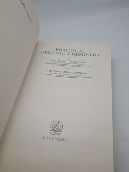 Practical Organic Chemistry Book 4th By Mann and Saunders 1962 Hardback Vintage