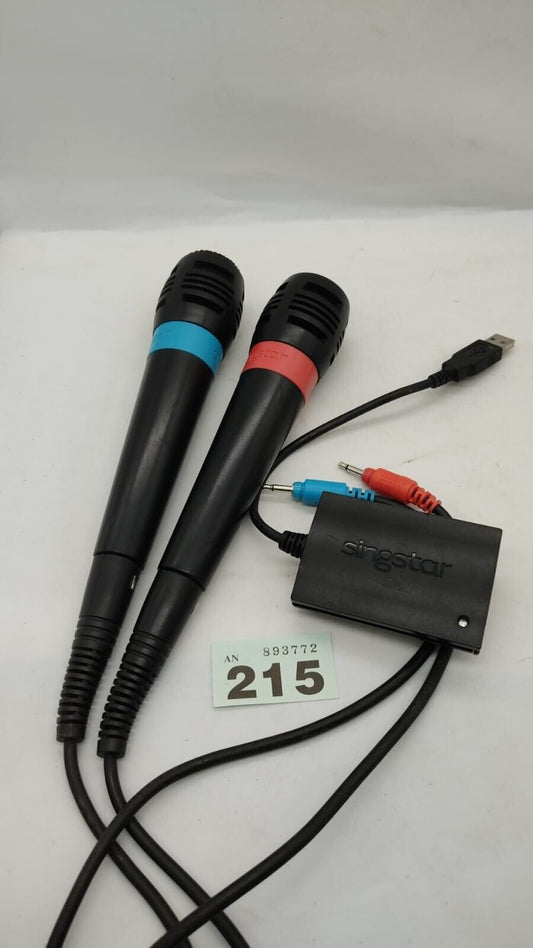 SingStar Two Microphone Set and USB Adapter for PS2/PS3 Tested Working