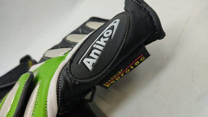 Aniko Motorbike Gloves Motorcycle Armoured Knuckles Waterproof, Used Green Black