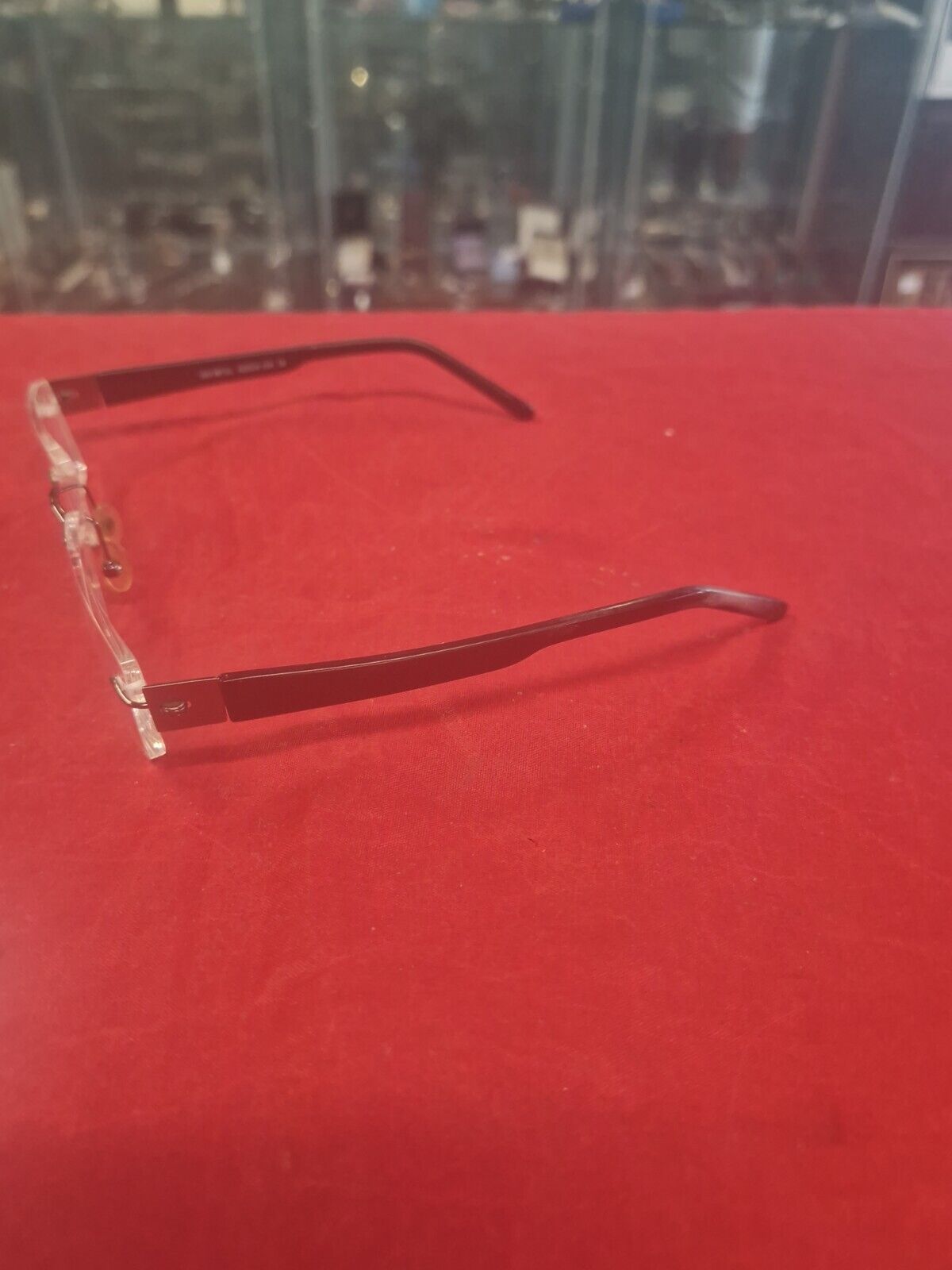 Emporium 7561 Gunmetal Black Smart Rimless Used Eyeglasses Frames - Eyewear