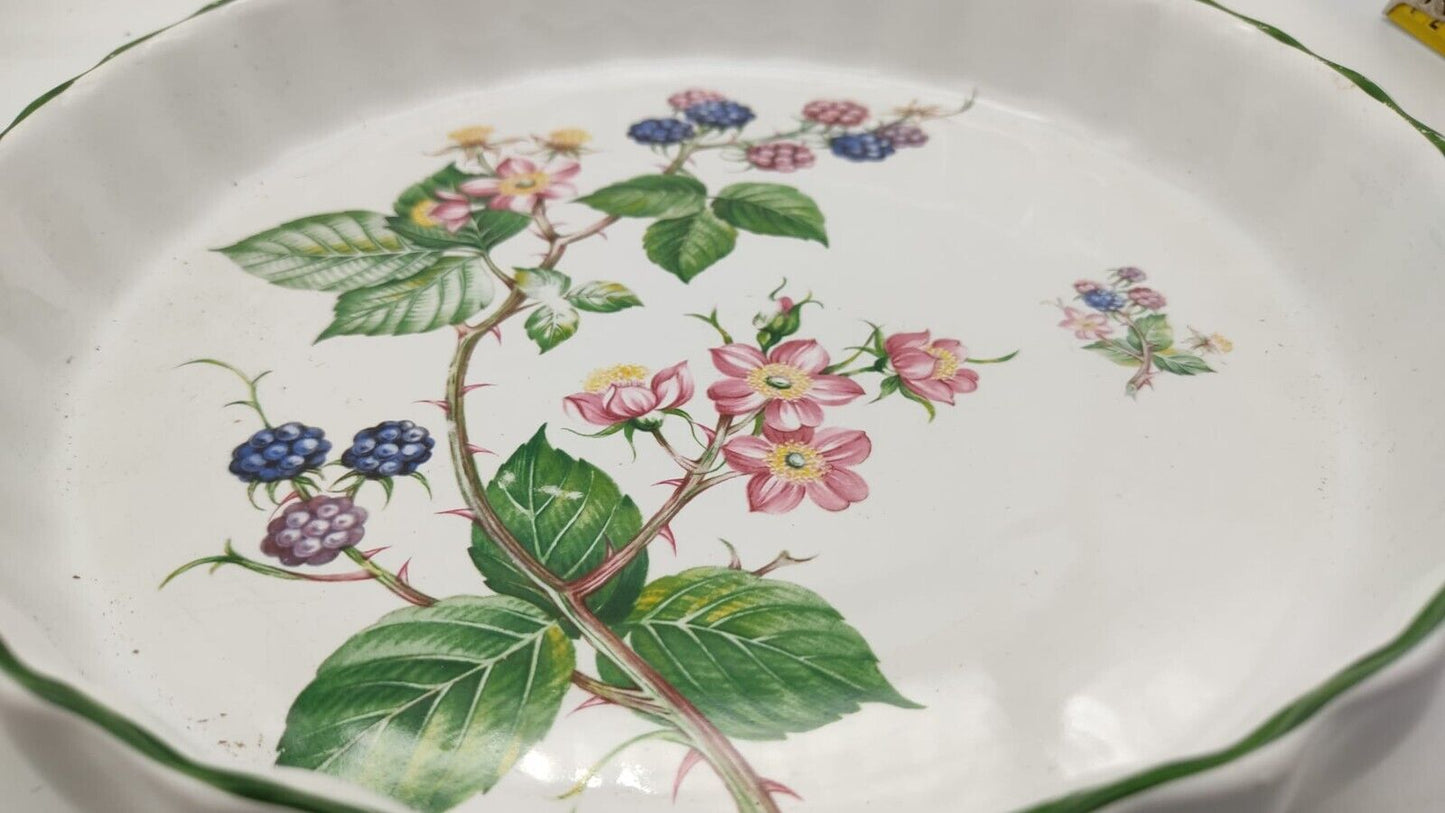 MAYELL Flan Tart Pie Dish Blackberries & Bramble Pattern