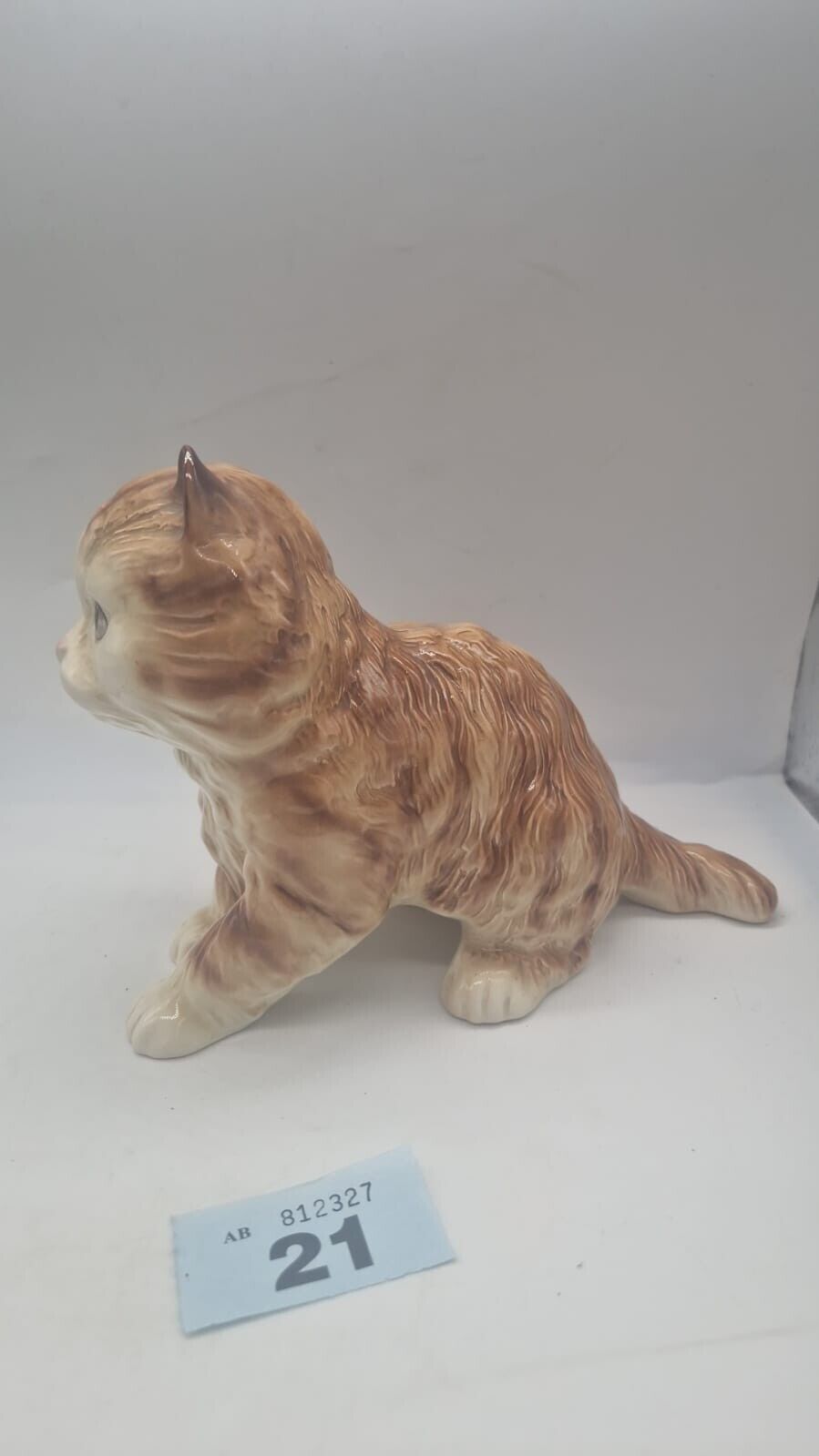 Melba Ware Large Ginger Brown Playful Cat Kitten Ornament Figurine Porcelain VTG