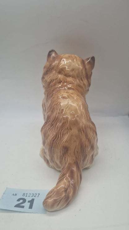 Melba Ware Large Ginger Brown Playful Cat Kitten Ornament Figurine Porcelain VTG