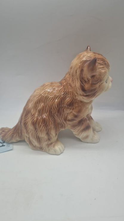Melba Ware Large Ginger Brown Playful Cat Kitten Ornament Figurine Porcelain VTG