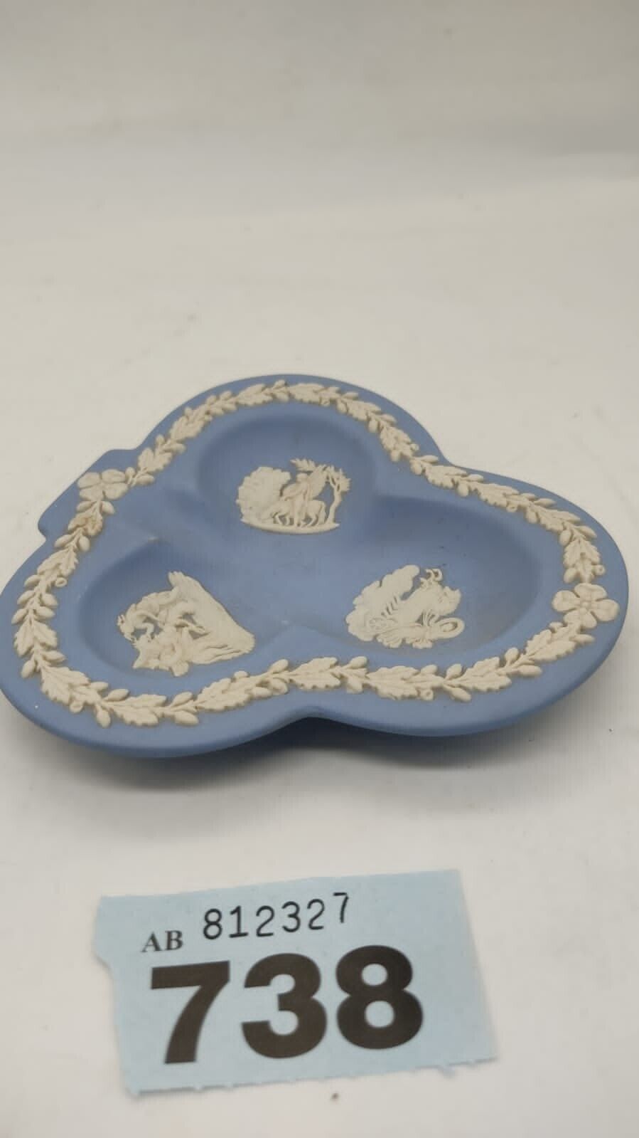 Wedgwood Blue Floral 1951 Jasperware Miniature Trinket Tray/clover Dish, Vintage