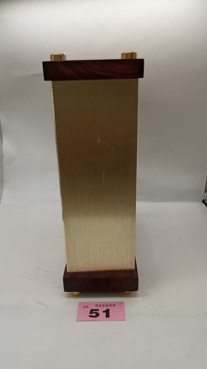Vintage Seiko Quartz Mantle Clock Gold Tone with Mahogany Wood Cade Working Used