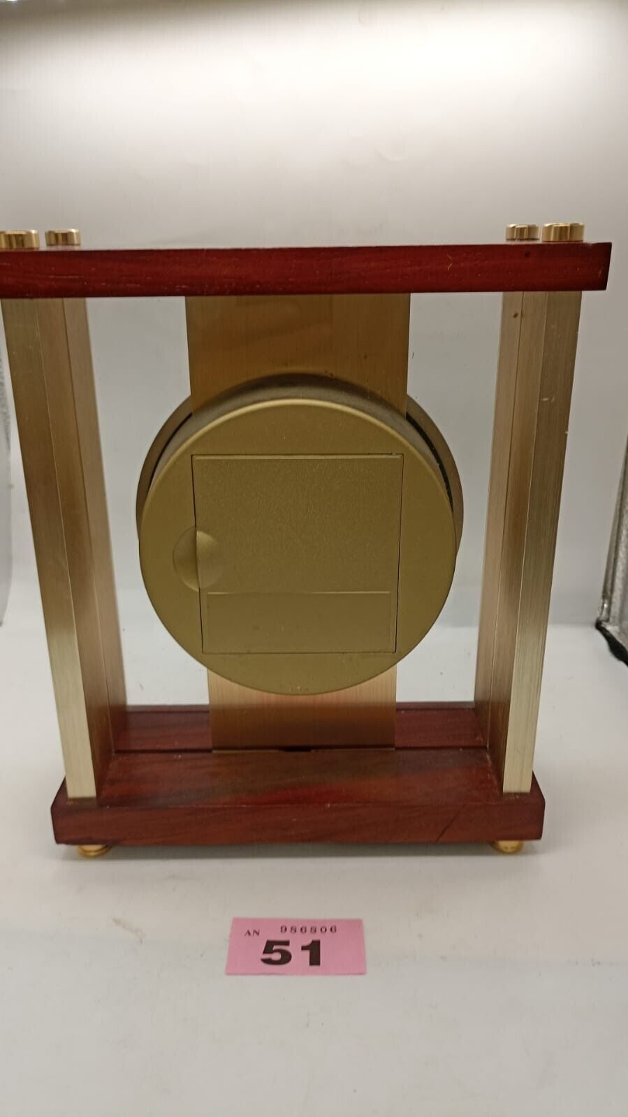 Vintage Seiko Quartz Mantle Clock Gold Tone with Mahogany Wood Cade Working Used