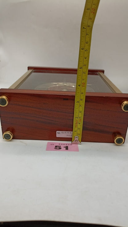Vintage Seiko Quartz Mantle Clock Gold Tone with Mahogany Wood Cade Working Used