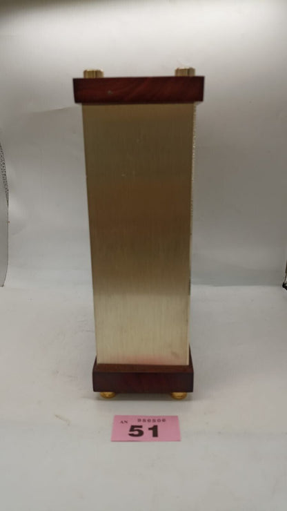 Vintage Seiko Quartz Mantle Clock Gold Tone with Mahogany Wood Cade Working Used