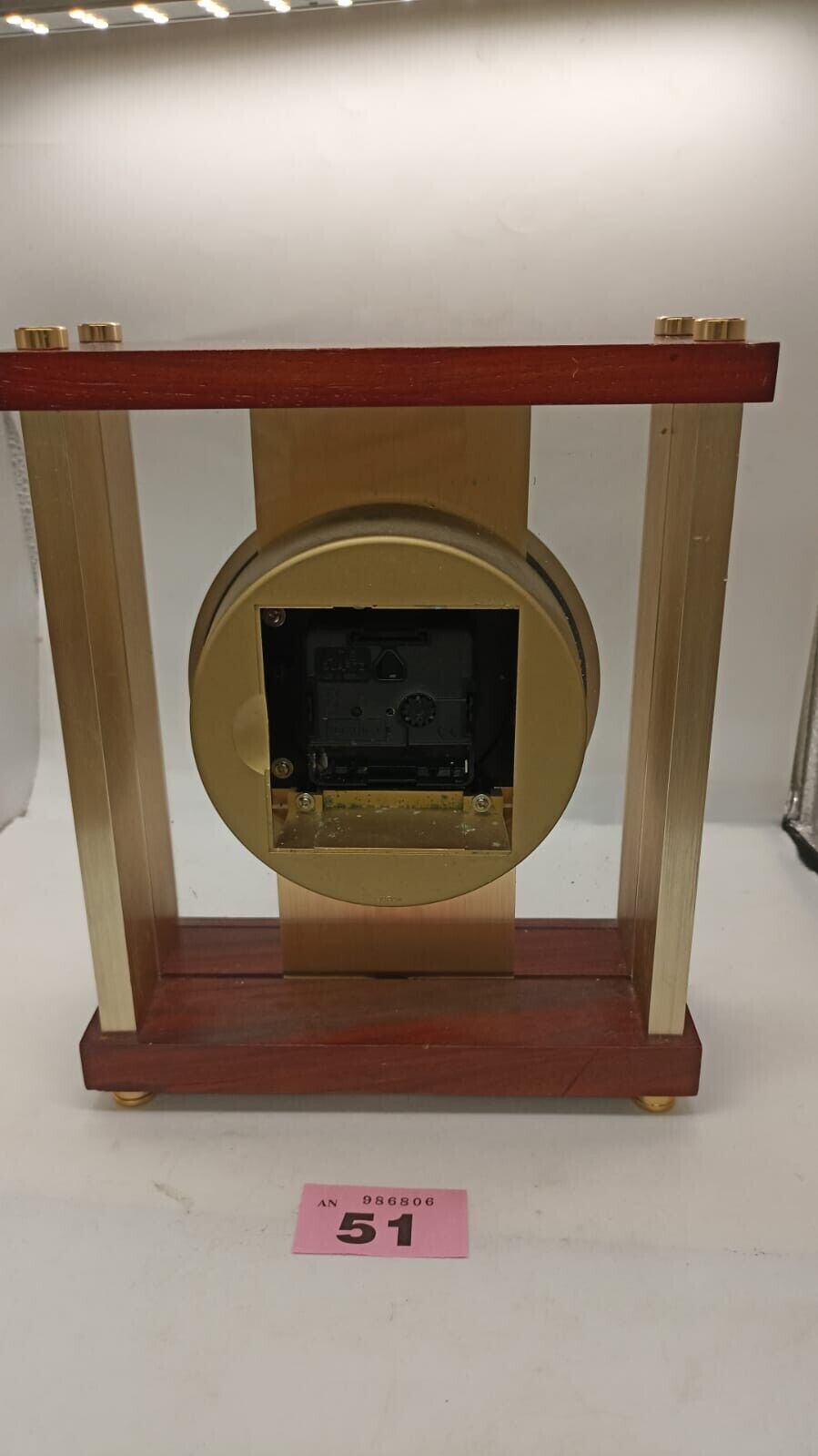 Vintage Seiko Quartz Mantle Clock Gold Tone with Mahogany Wood Cade Working Used