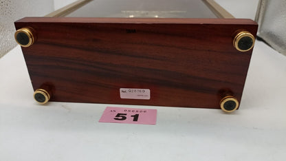 Vintage Seiko Quartz Mantle Clock Gold Tone with Mahogany Wood Cade Working Used