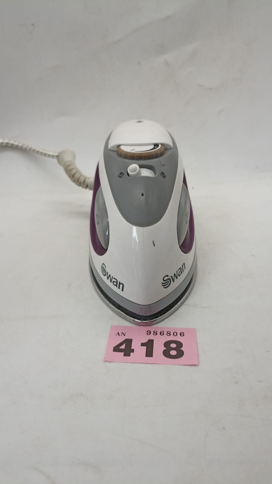 Swan Travel Iron SI3070N 900W Dual Voltage White & Purple Tested Working Used