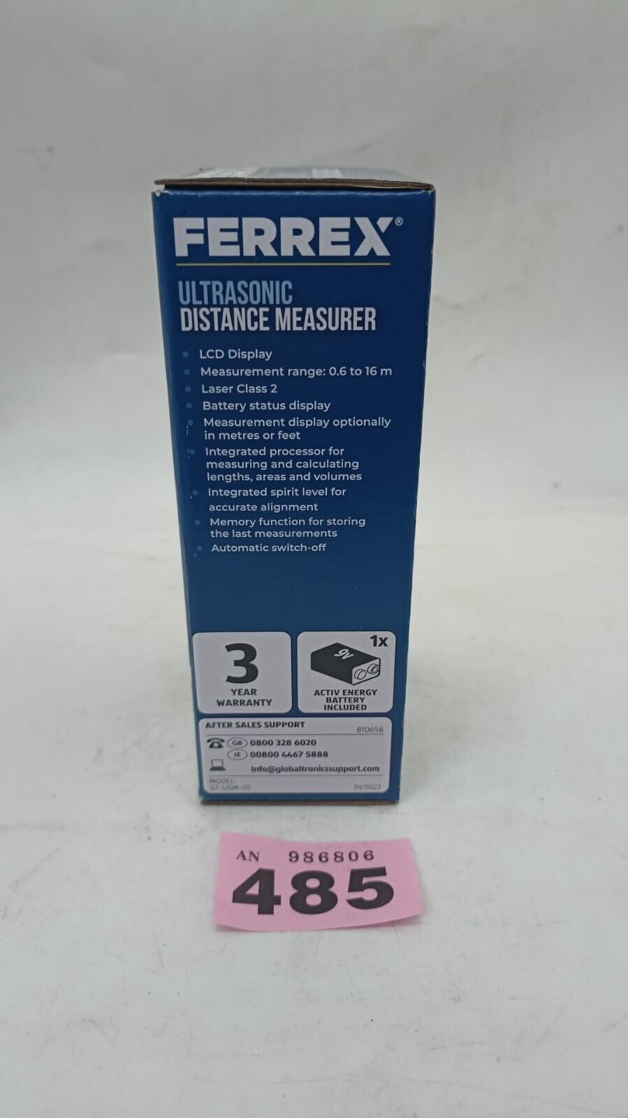 Ferrex Ultrasonic Distance Measurer 0.6M to 16M GT-UDM-05 Measure Spirit Level