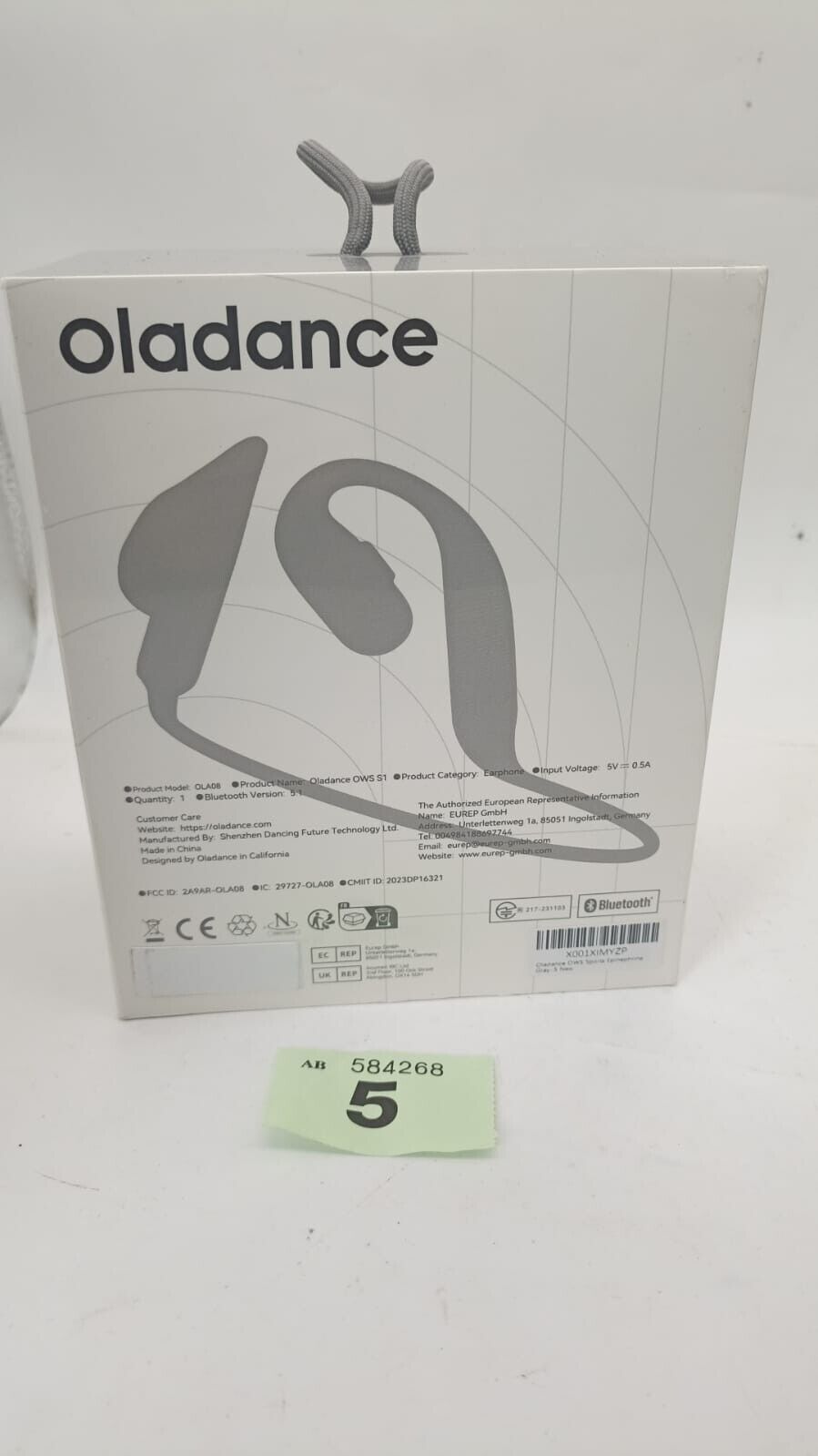 Oladance IPX8 OWS Sports Grey Open-Ear Headphone 15 Hours Stereo Bluetooth