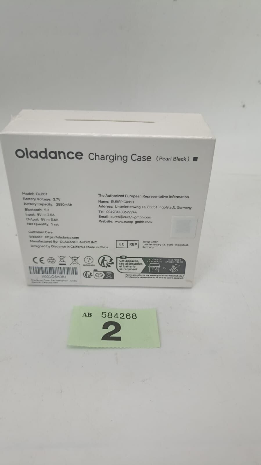 Oladance OWS 5V 2550mAh Charging Case Only No Earbuds in Black New and Sealed