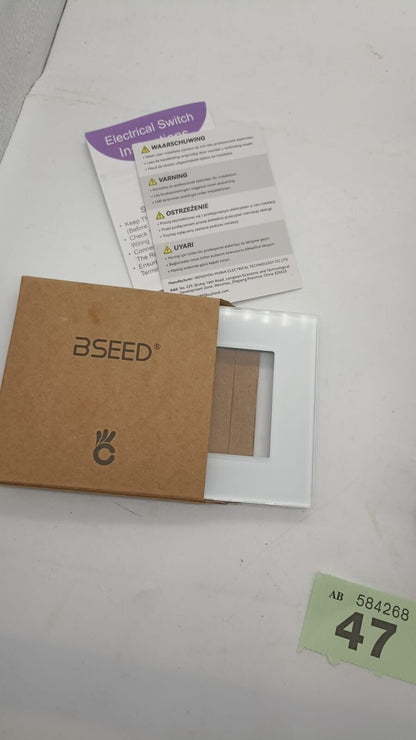 BSEED Light Switch 1 Gang 2 Way Glass Light Switches,Screwless 10A Rocker white