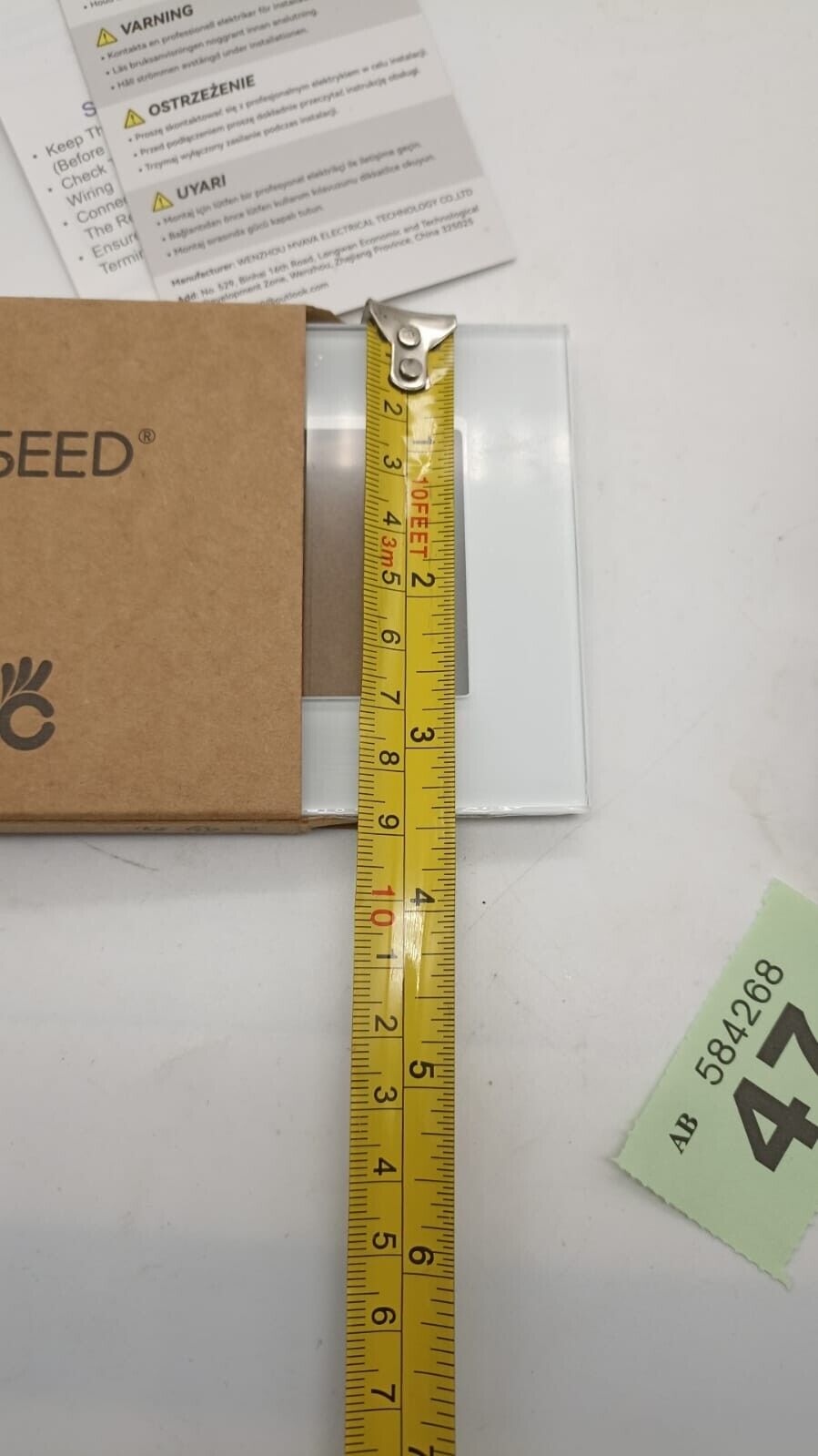 BSEED Light Switch 1 Gang 2 Way Glass Light Switches,Screwless 10A Rocker white