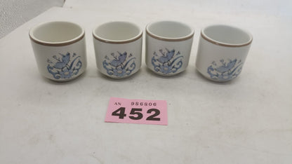 Set of 4 Royal Doulton Lambeth Stoneware Inspiration Porcelain Cups White & Blue