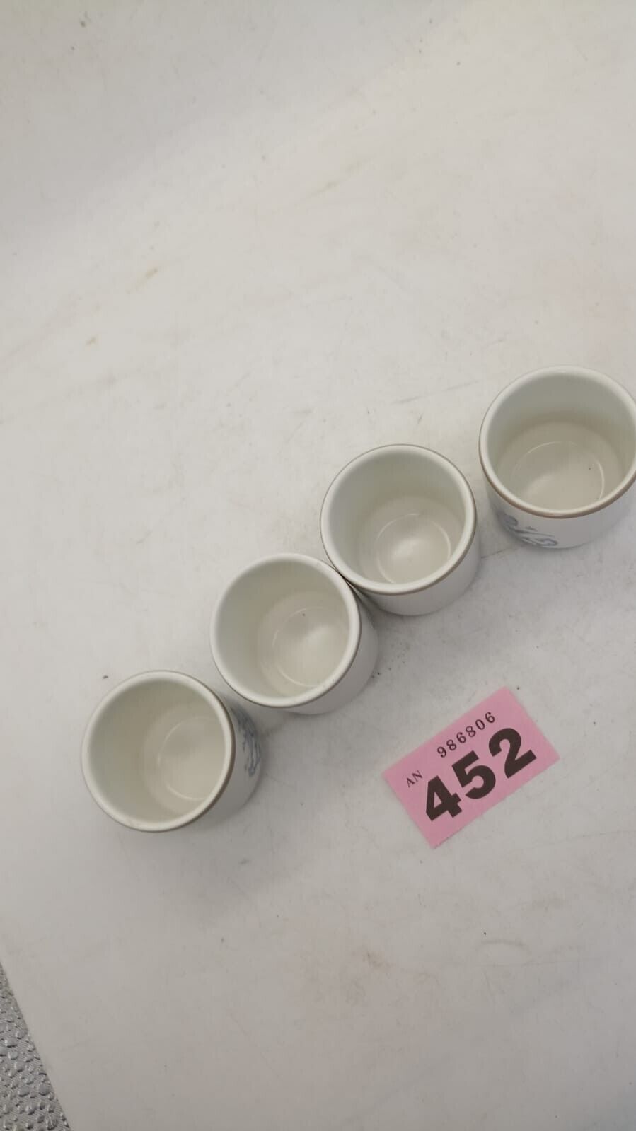 Set of 4 Royal Doulton Lambeth Stoneware Inspiration Porcelain Cups White & Blue