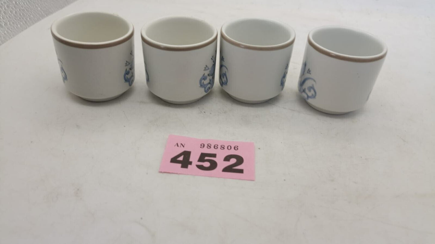 Set of 4 Royal Doulton Lambeth Stoneware Inspiration Porcelain Cups White & Blue