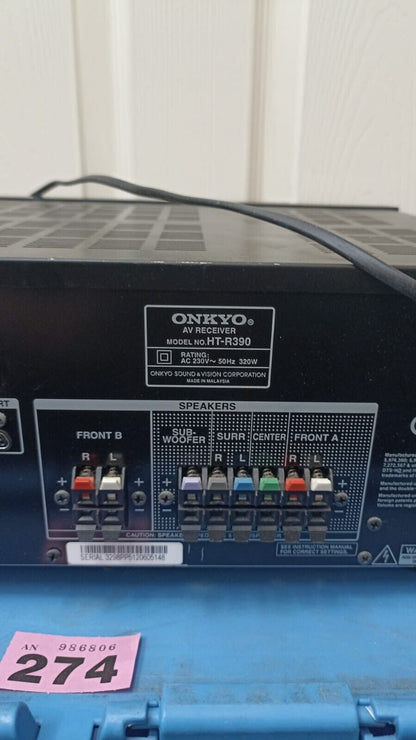 Onkyo Pro Logic Surround Sound Amp Amplifier Deck AV Receiver HT-R390 Black HDMI