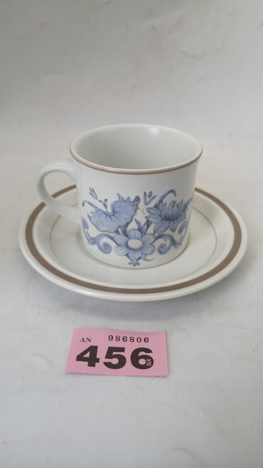 Vintage Royal Doulton Lambeth Stoneware Inspiration Cup and Saucer White & Blue