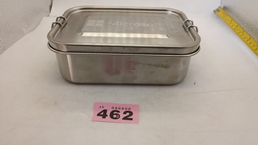 Microsoft Tin Storage Container Metal Lunchbox Lunch Box Carrying Case Silver