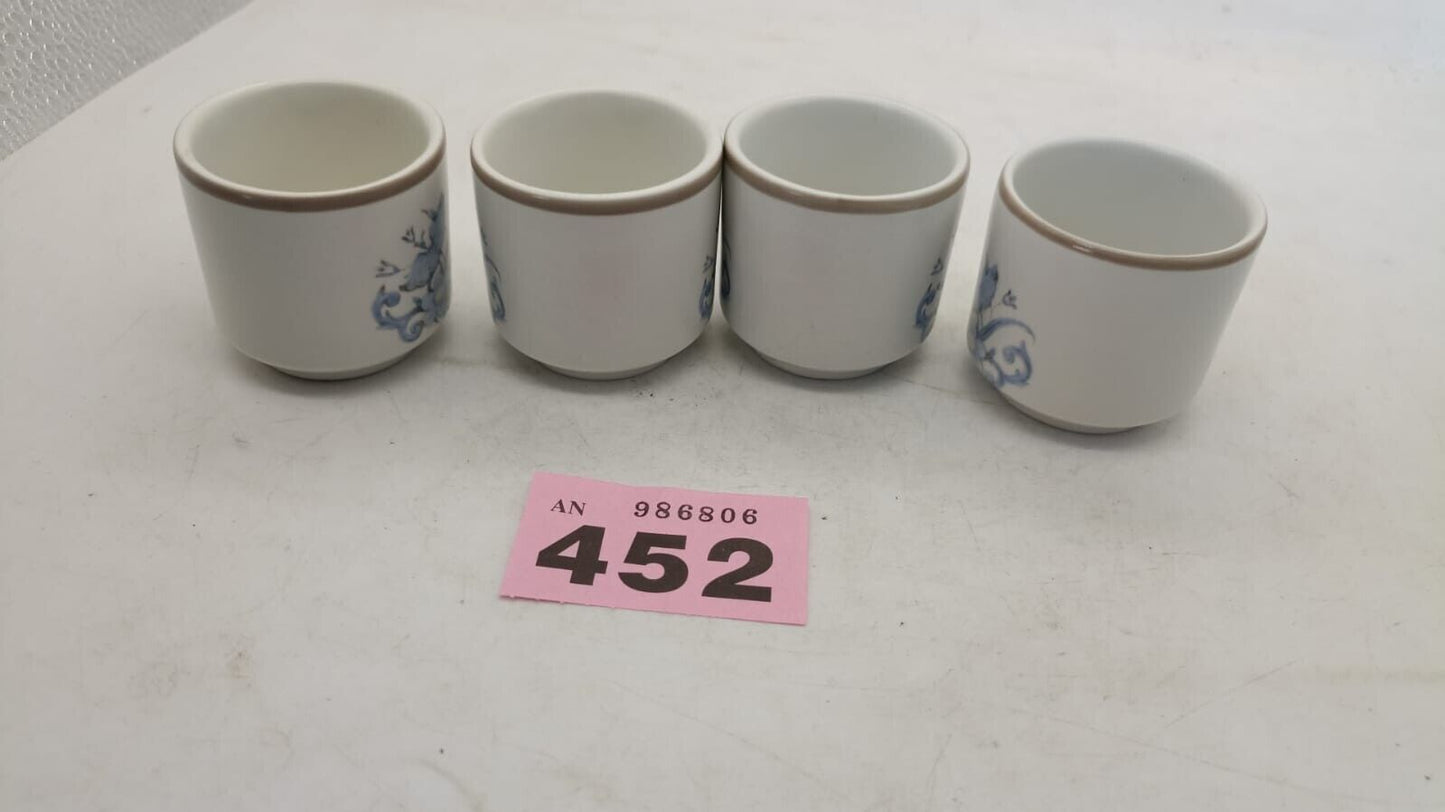 Set of 4 Royal Doulton Lambeth Stoneware Inspiration Porcelain Cups White & Blue