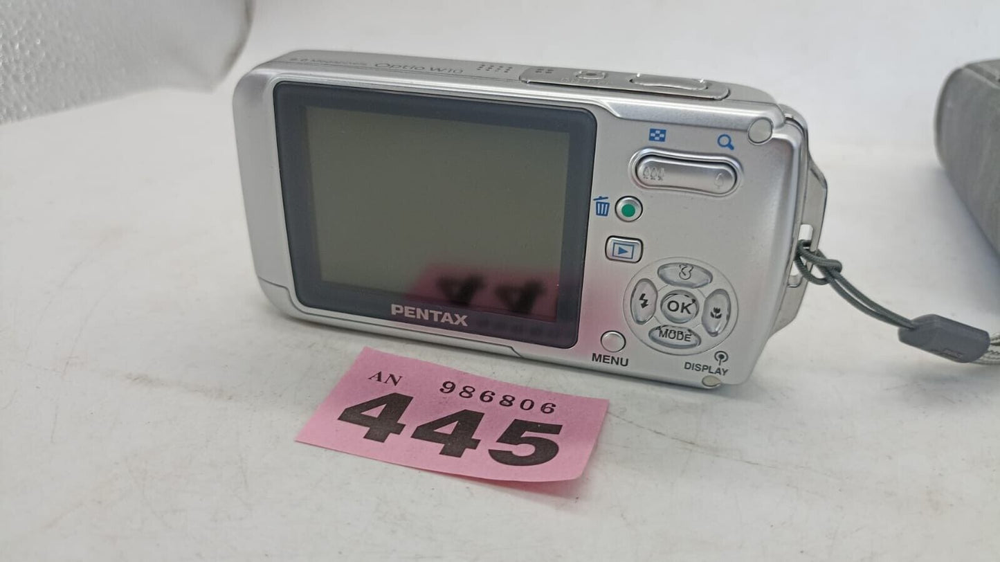 Pentax Optio W20 Waterproof Digital Camera 1 GB SD Battery Spares or Repairs